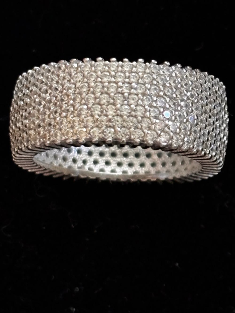 Silver CZ Pave Wide Band Ring